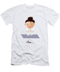 Chibi Praying Girl Yogi Meditating on a Yoga Mat with Om Text Barefoot Bodeez Art T-Shirt