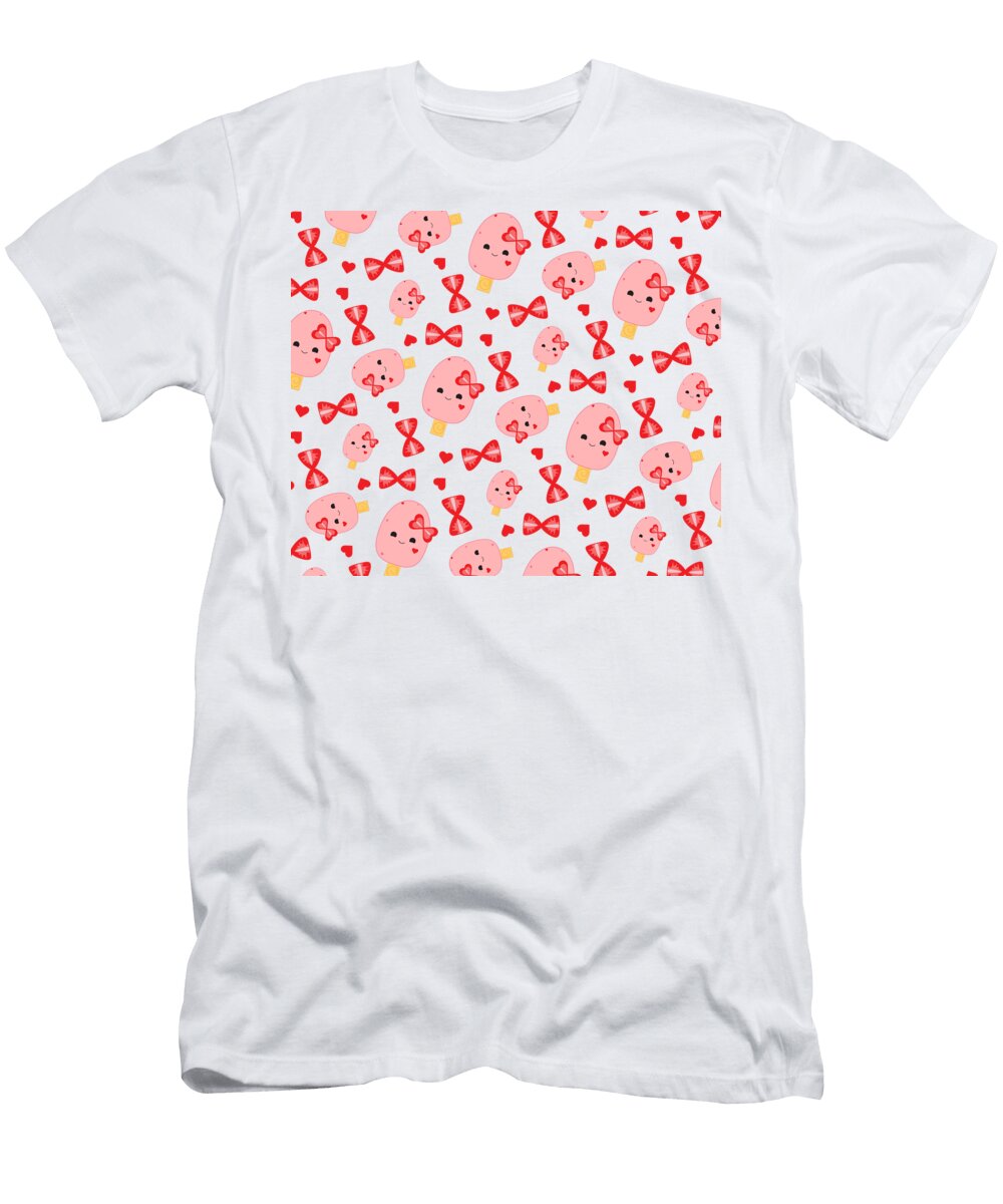 Chibi Strawberry Paleta De Fresa Pattern Ivan Florentino Ramirez T-Shirt