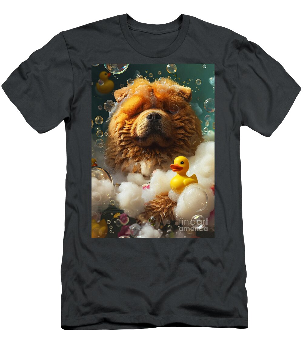Chow Chow Dog in a Bubbly Bathtub Scene Adrien Efren T-Shirt