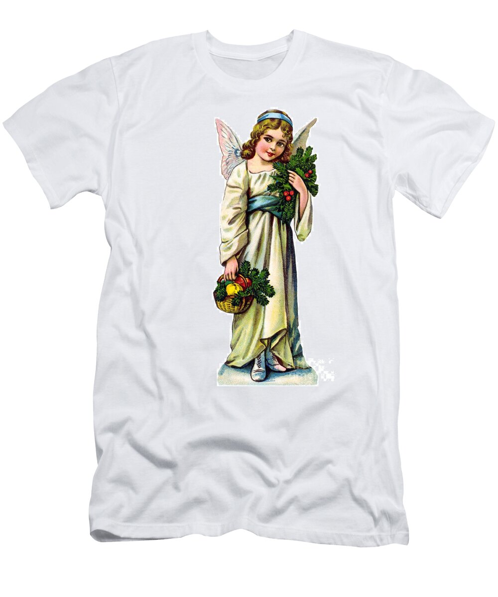 Christmas Angel with Tree and Holly Branch Unknown T-Shirt