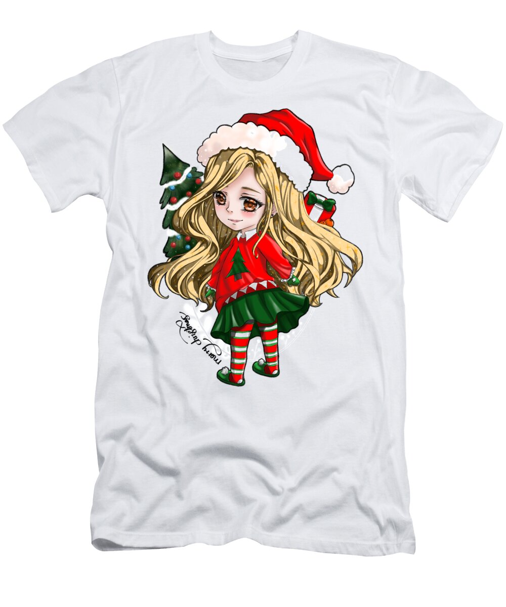 Christmas Anime Girl Anime Art for U T-Shirt
