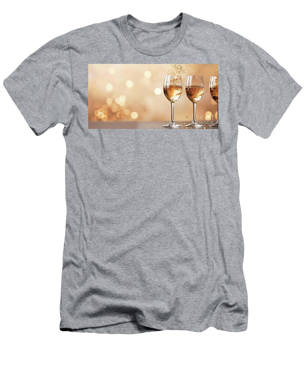 Christmas Background and Celebrations Bubbly and Sparkling Champagne Glasses Copy Space Joaquin Corbalan T-Shirt