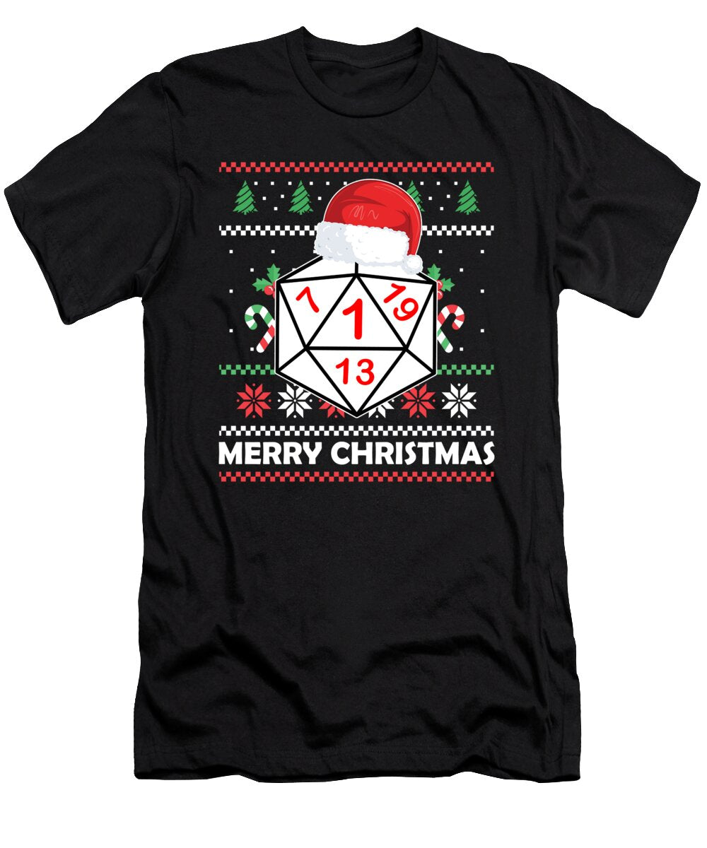 Christmas D20 Rpg Fantasy Roleplaying Dice Gamer Florian Dold Art T-Shirt