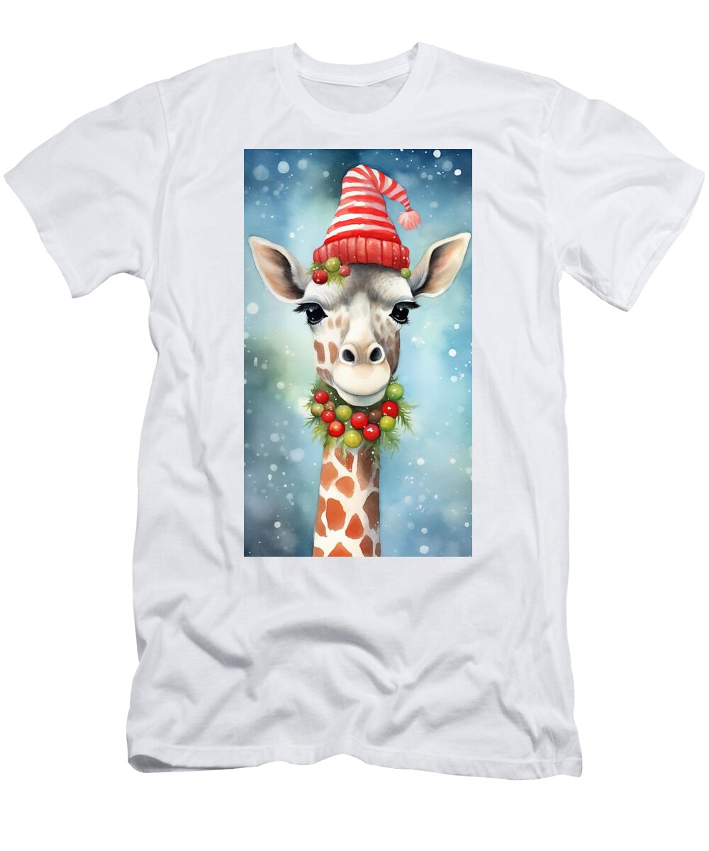 Christmas Giraffe Lisa S Baker T-Shirt