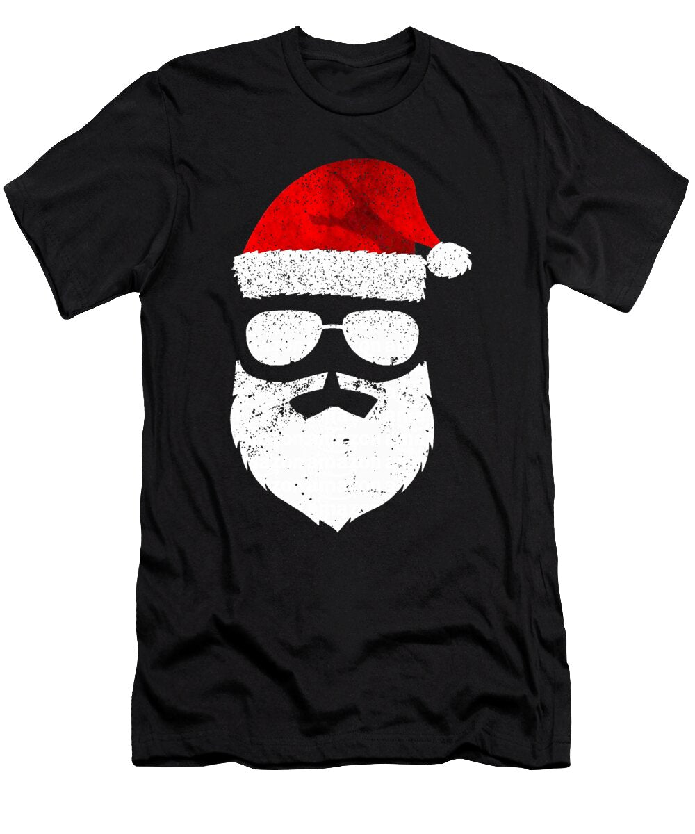 Christmas Santa Face with Sunglasses Funny Xmas Natalie Lidford T-Shirt