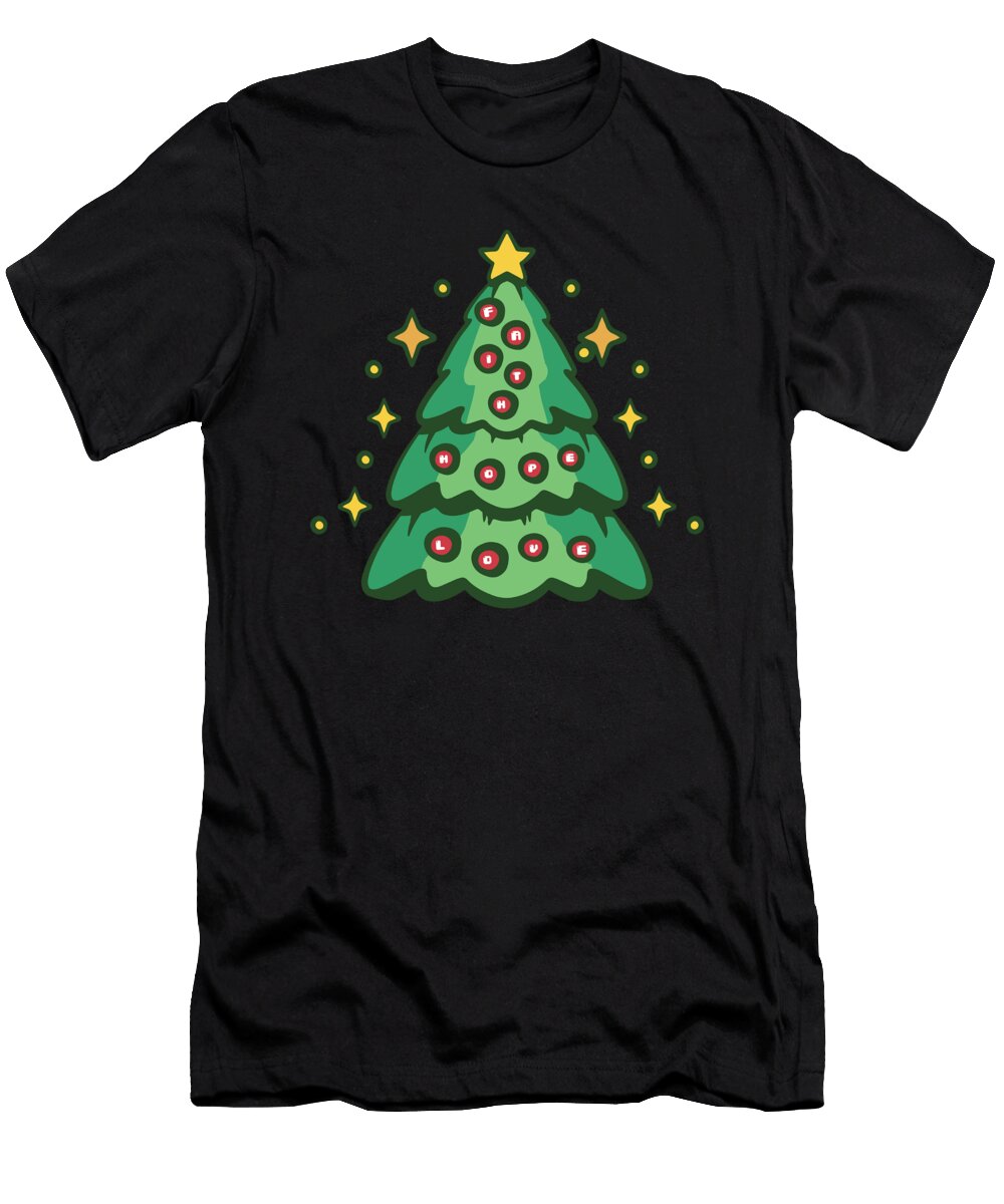 Christmas Tree Faith Hope Love Religious Xmas Matching Maximus Designs T-Shirt