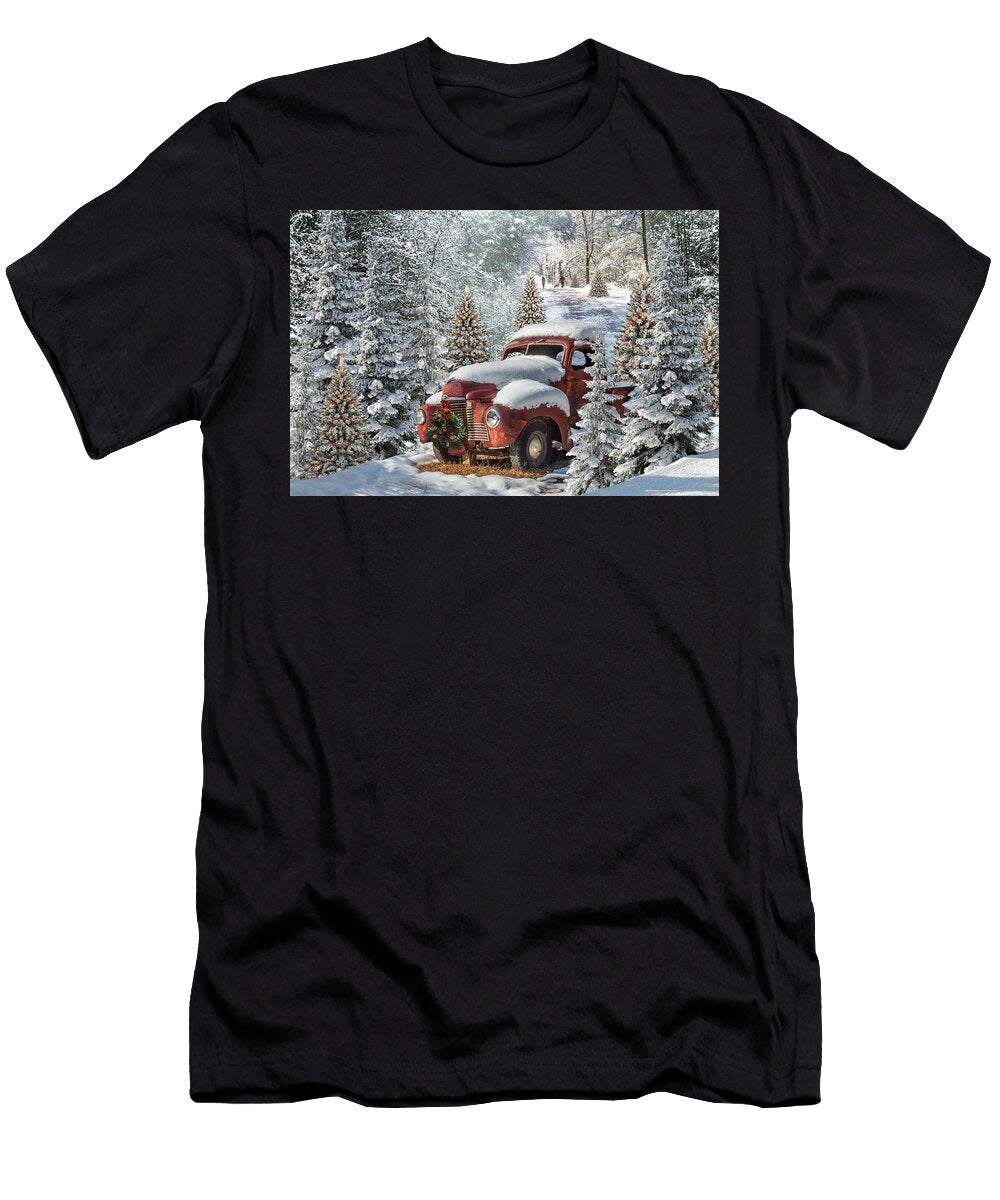 Christmas Truck in the Snow Debra and Dave Vanderlaan T-Shirt