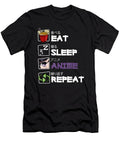 Civilized Goodness Eat Sleep Anime Repeat Kawaii Otaku Manga Japan Fan Kanji Funny Ezone Prints T-Shirt