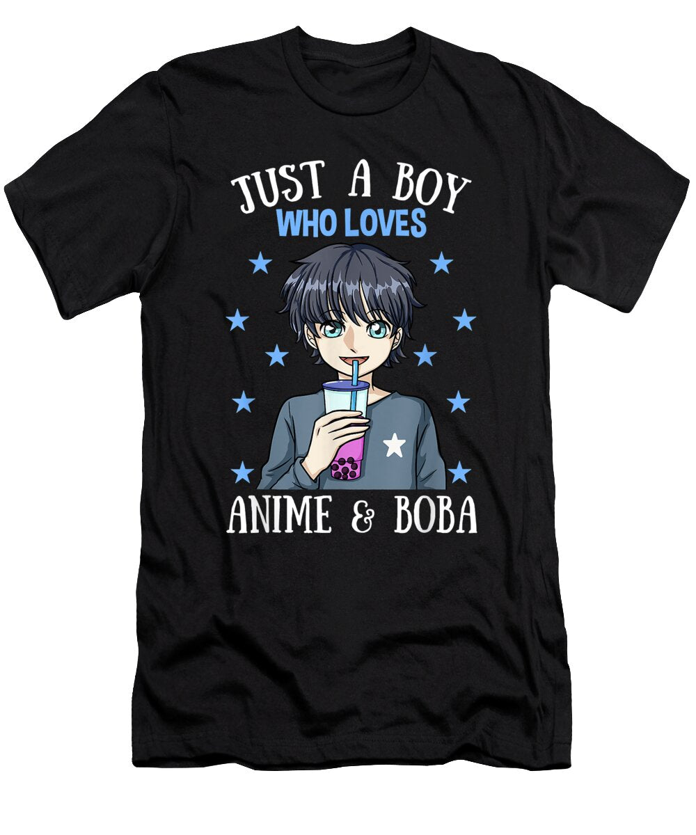 Civilized Goodness Just a Boy Who Loves Anime Boba Bubble Tea Manga Kawaii Gift Ezone Prints T-Shirt