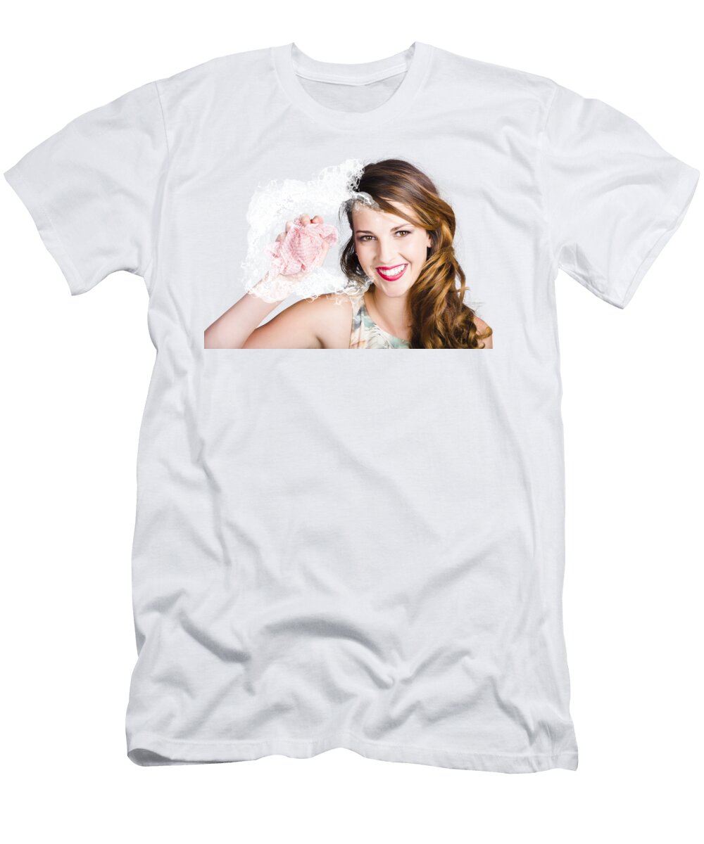 Cleaner Woman with Dish Cloth Jorgo Photography T-Shirt