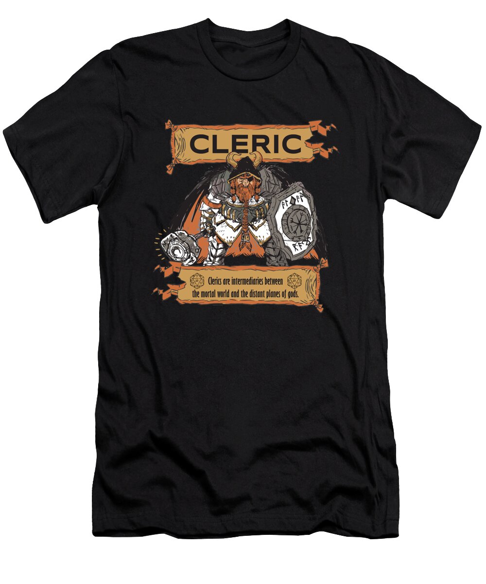 Cleric Character Role Playing Dice D20 Pen and Paper Fuzius T-Shirt