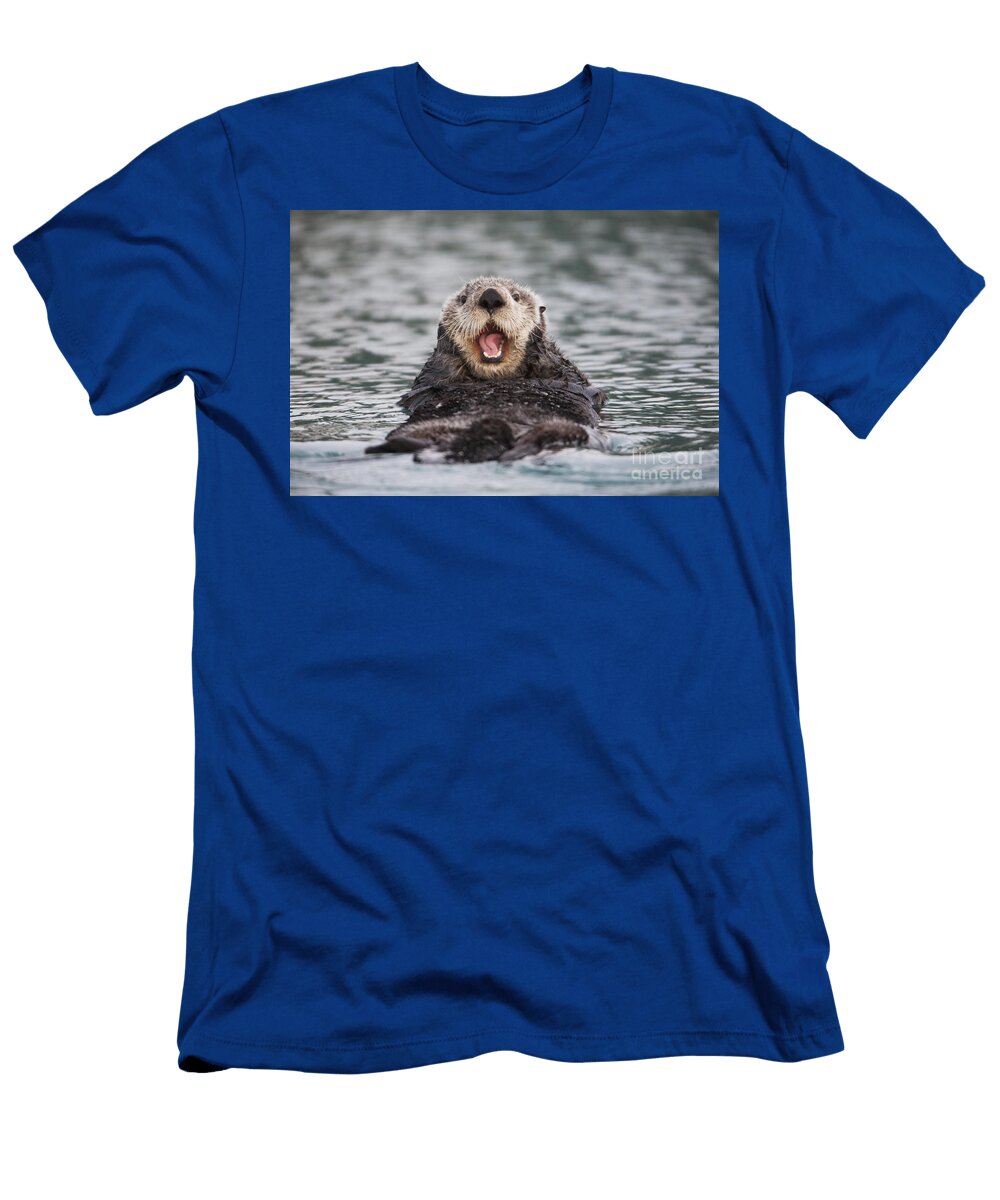 Close Up of a Sea Otter Swimming 2 Milo Burcham T-Shirt