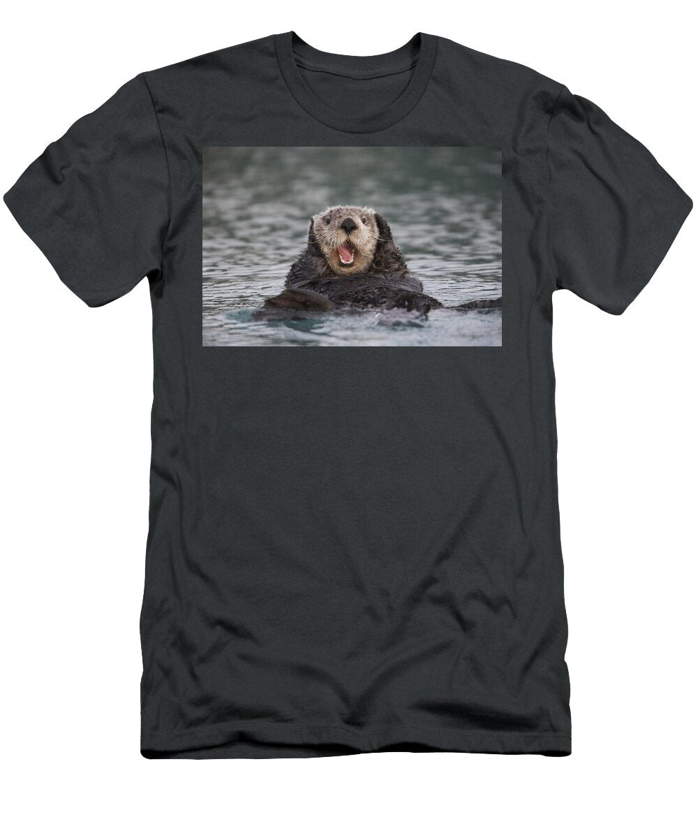 Close Up of a Sea Otter Swimming Milo Burcham T-Shirt