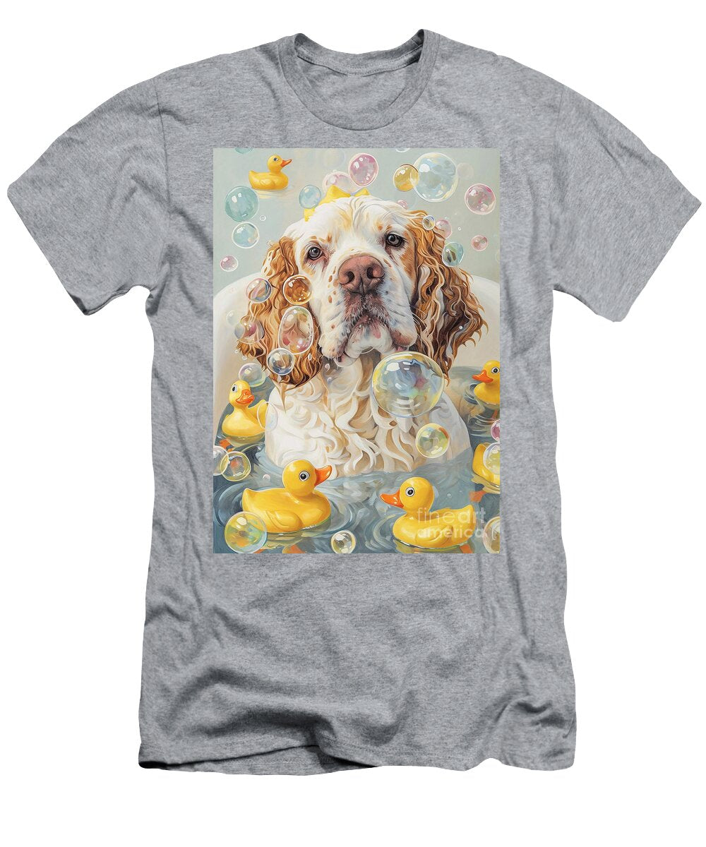 Clumber Spaniel Dog Enjoying a Bubbly Bath Adrien Efren T-Shirt