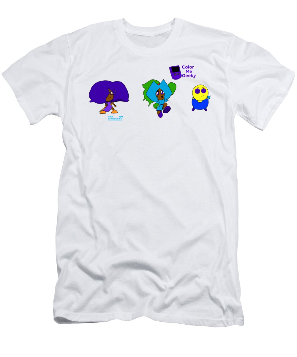Color Me Geeky Guild Round Chibi Style with Logo Andi Animations T-Shirt