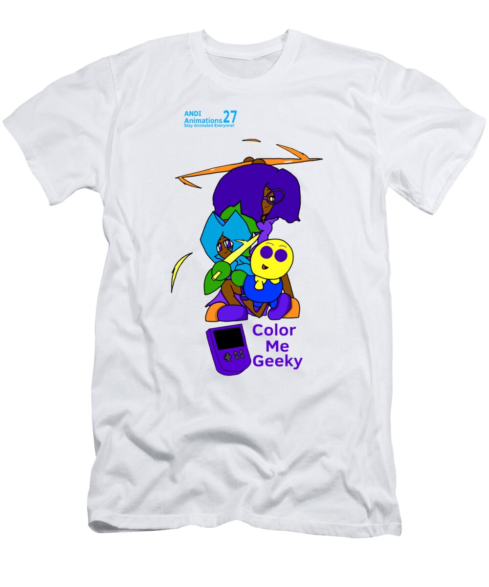 Color Me Geeky Guild Round Team with Logos Andi Animations T-Shirt