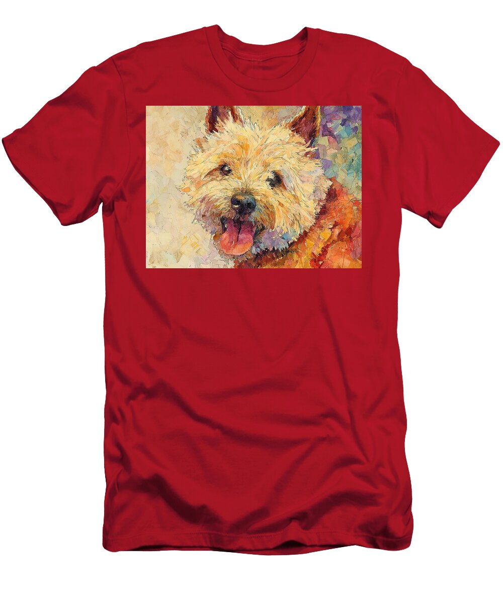 Colorful Art Abstract Pet Dog Portrait a Norwich Terrier with a Goofy Expression Portrait Adrien Efren T-Shirt