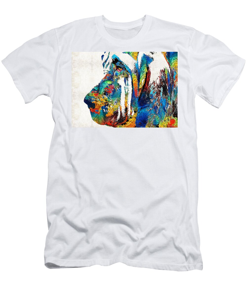 Colorful Bloodhound Dog Art By Sharon Cummings Sharon Cummings T-Shirt