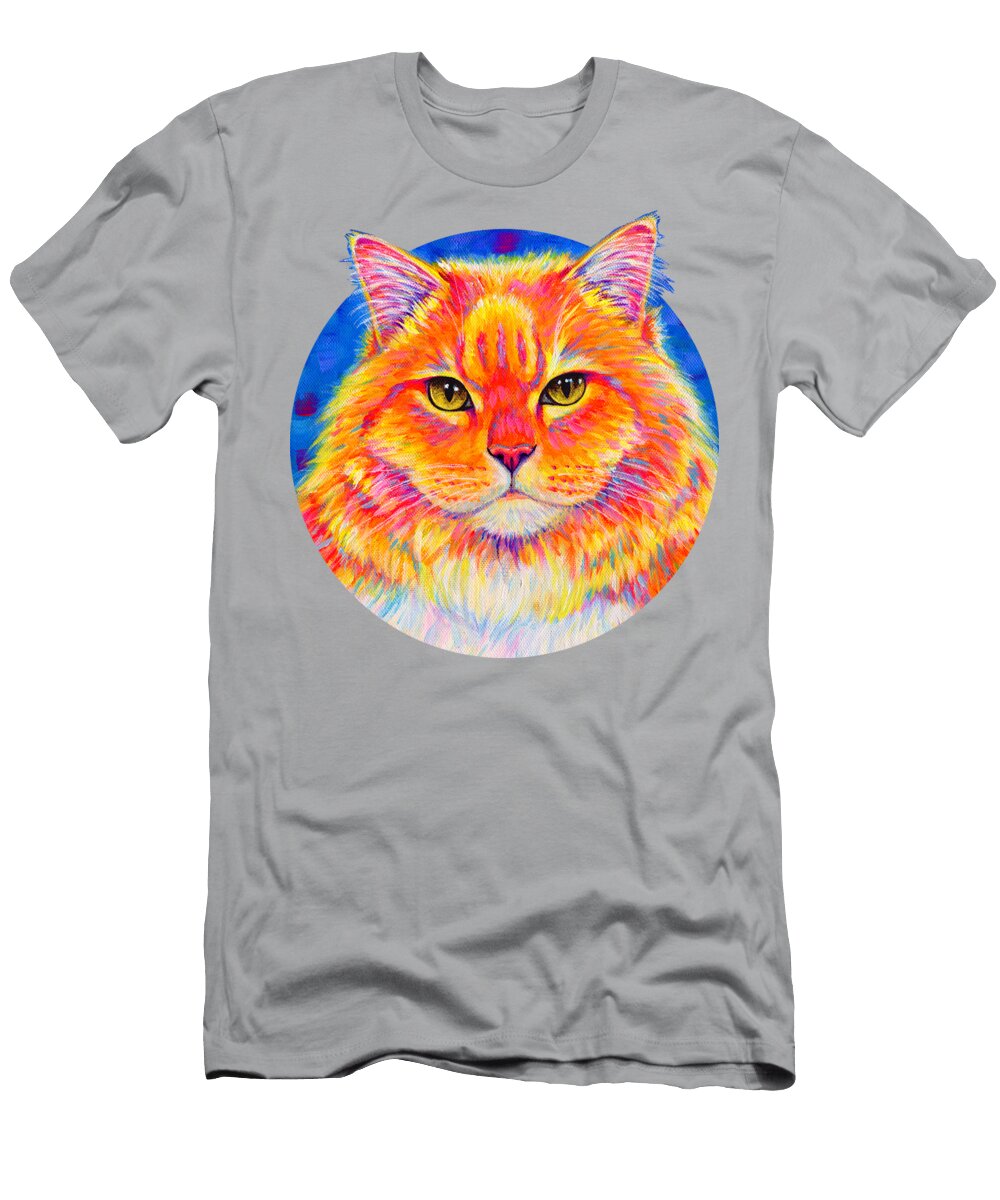 Colorful Buff Orange Tabby Cat Cheezie Rebecca Wang T-Shirt