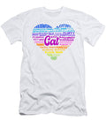 Colorful Cat Heart Word Cloud Laura Ostrowski T-Shirt