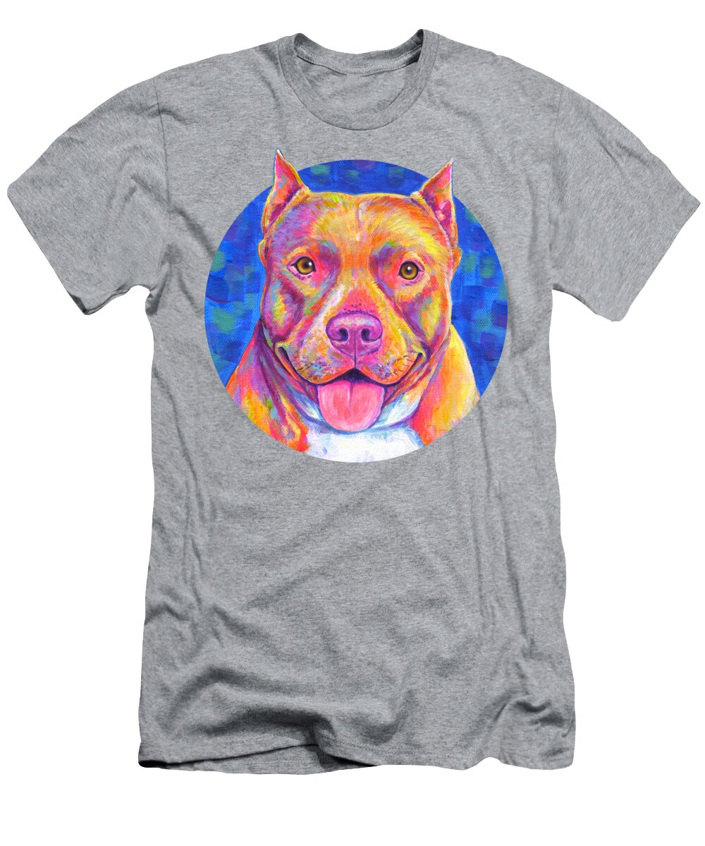 Colorful Champagne Pitbull Dog Rebecca Wang T-Shirt