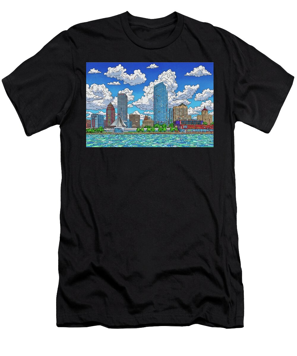 Colorful Comic Style Cityscape Dan Laurence T-Shirt