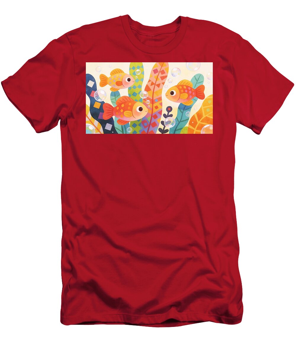 Colorful Fish in Bubbly Waters Colorful Points T-Shirt