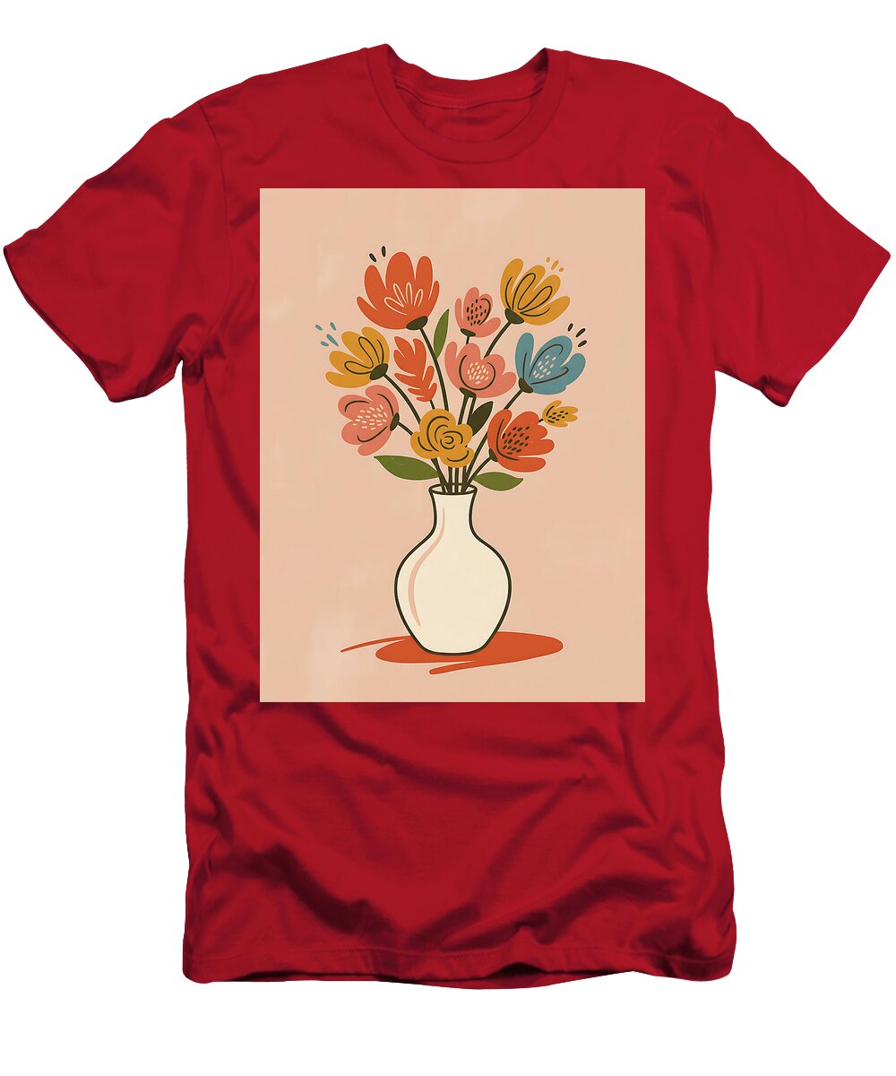 Colorful Floral Arrangement in Vase Akira Designhouse T-Shirt