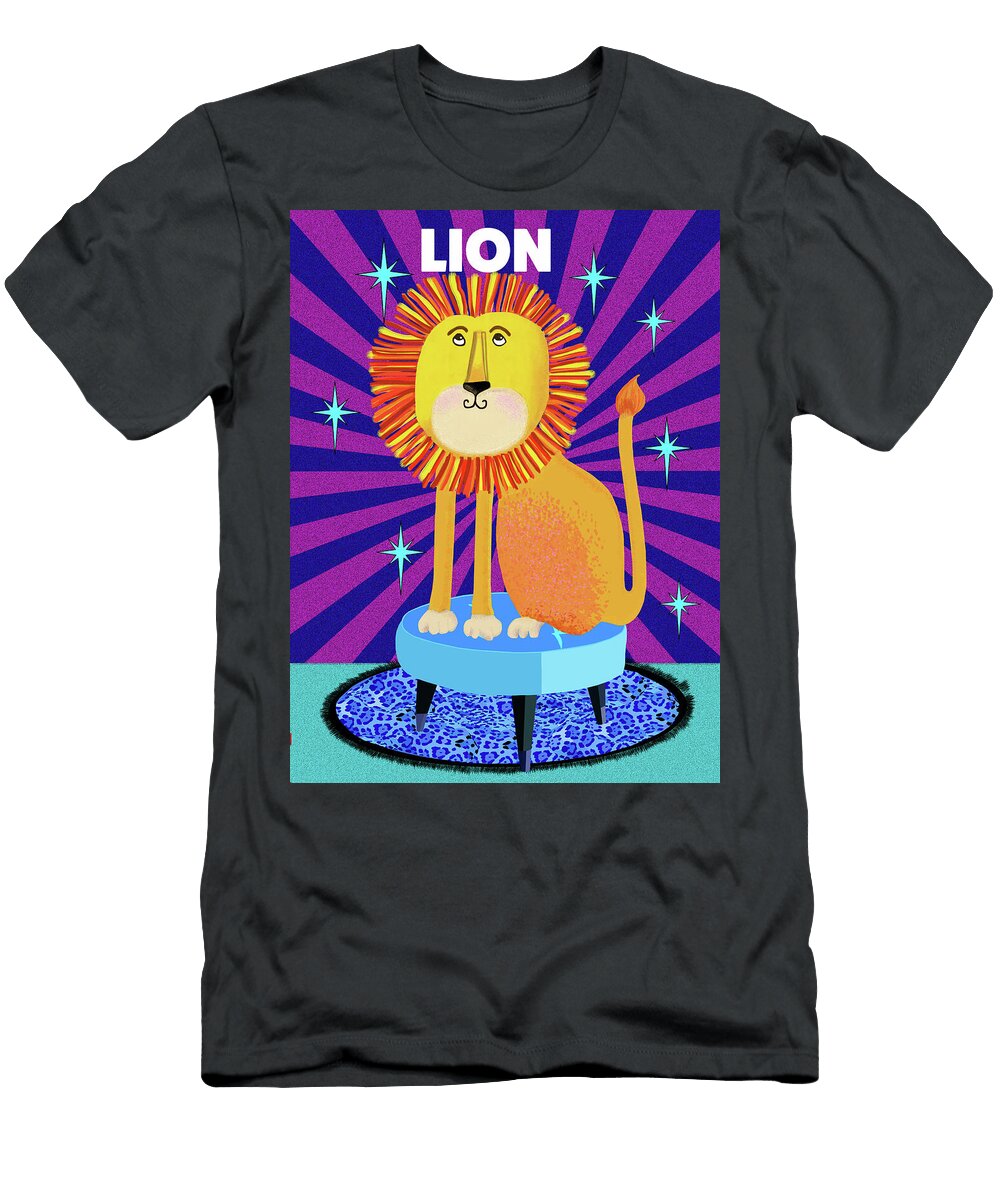 Colorful Lion on a Stool Lynnda Rakos T-Shirt