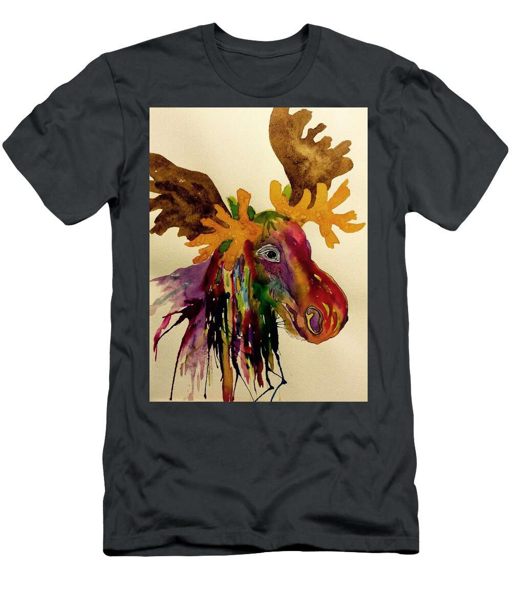 Colorful Moose Head Deep Tone Ellen Levinson T-Shirt