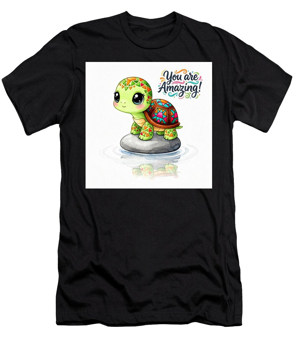Colorful Turtle with Encouraging Message Mounir Khalfouf T-Shirt