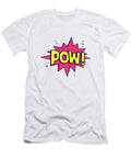 Comic Pow on Blue Delphimages Photo Creations T-Shirt