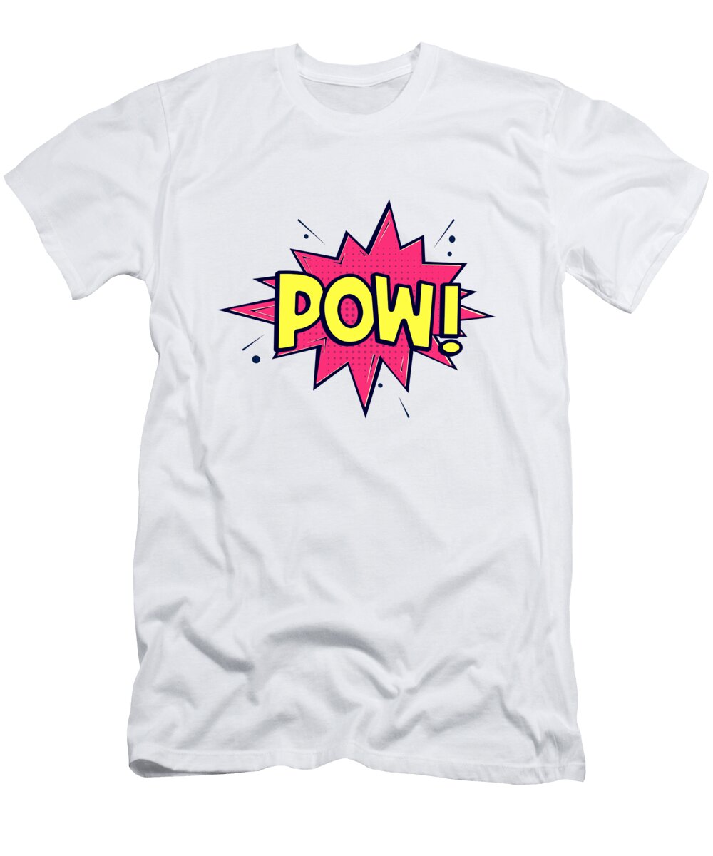 Comic Pow on Blue Delphimages Photo Creations T-Shirt
