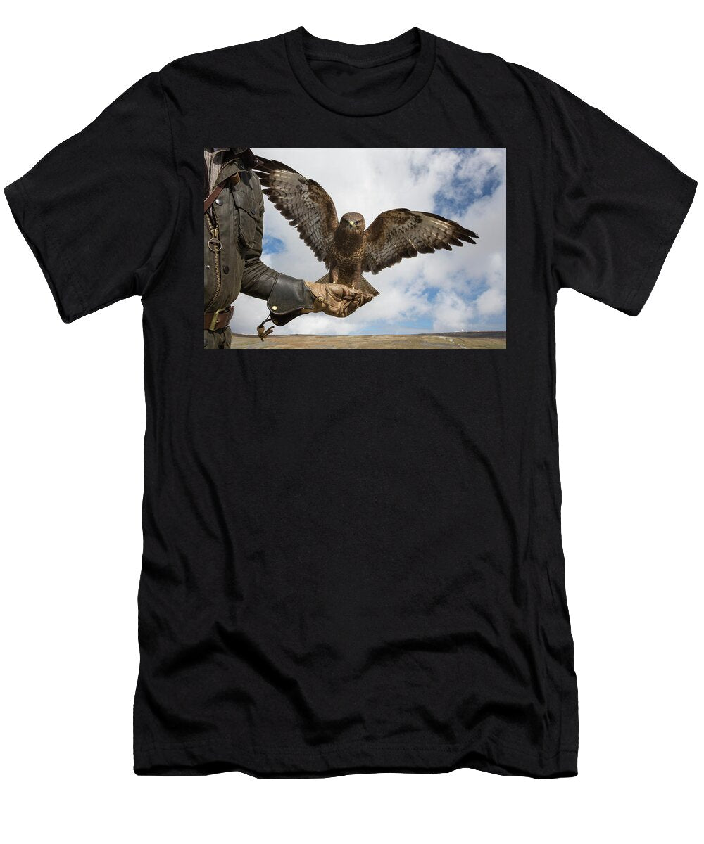 Common Buzzard on the Glove Captive Falconry Bird Ann Steve Toon Natureplcom T-Shirt
