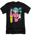 Cool Anime Girl with Blue Hair Smiling Drawing Designed By Vexels T-Shirt