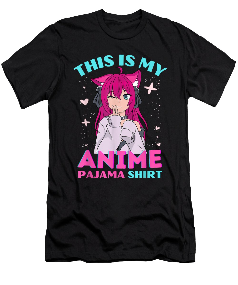 Cool This Is My Anime Pajama Kawaii Anime Kitty Ears Goth Girl Retro Ezone Prints T-Shirt