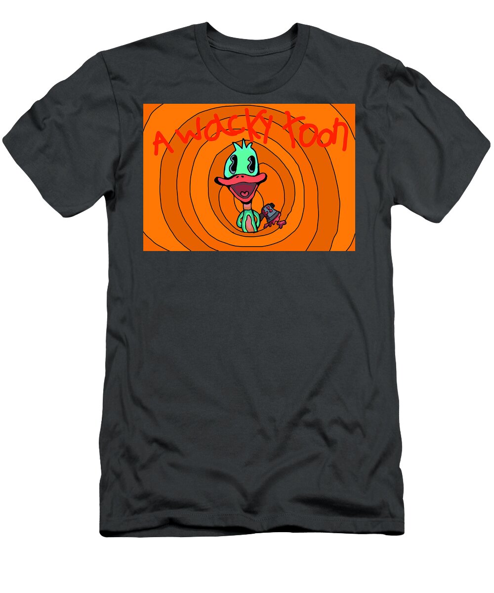 Cooper the Murderous Duck in a Wacky Toon Rainbow Boy T-Shirt