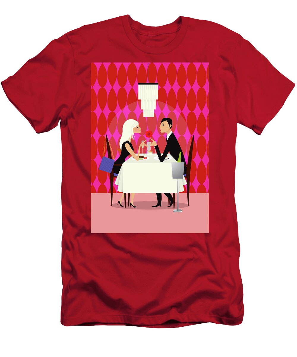 Couple Enjoying Romantic Dinner Ikon Ikon Images T-Shirt