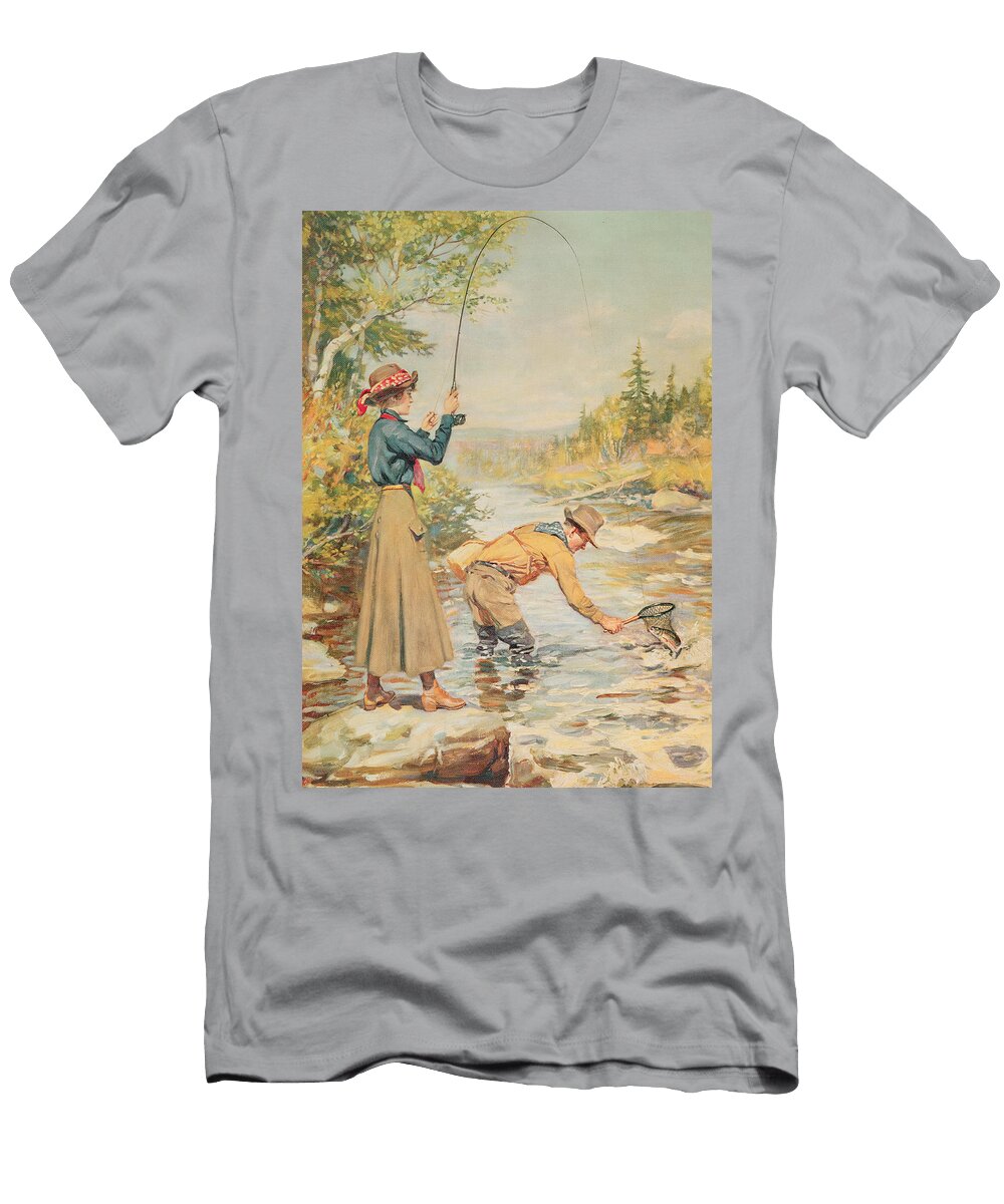 Couple Fishing on a River Anonymous T-Shirt