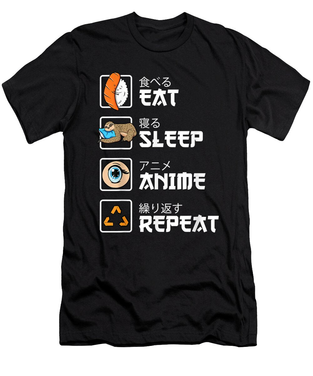 Courageous Attractive Eat Sleep Anime Repeat Sushi Sloth Funny Kawaii Manga Gift for Birthday Ezone Prints T-Shirt