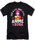 Courageous Attractive Just a Girl Who Loves Anime and Boba Bubble Tea Teen Gift Cool Gifts Ezone Prints T-Shirt