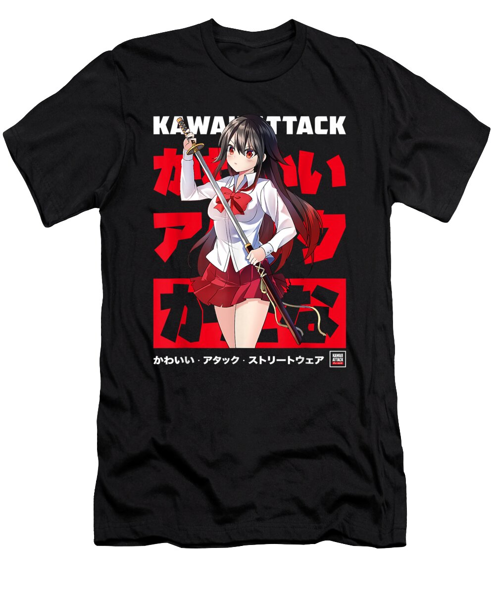 Courageous Attractive Katana Yandere Kawaii Japanese Anime Awesome for Movie Fans Ezone Prints T-Shirt