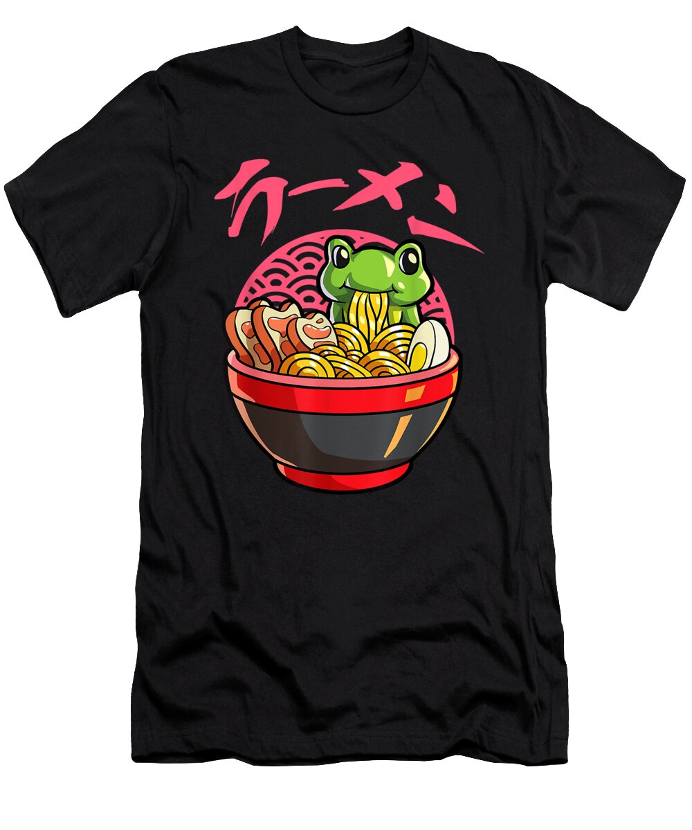 Courageous Attractive Kawaii Frog Ramen Japanese Noodle Anime Frog Awesome for Movie Fans Ezone Prints T-Shirt