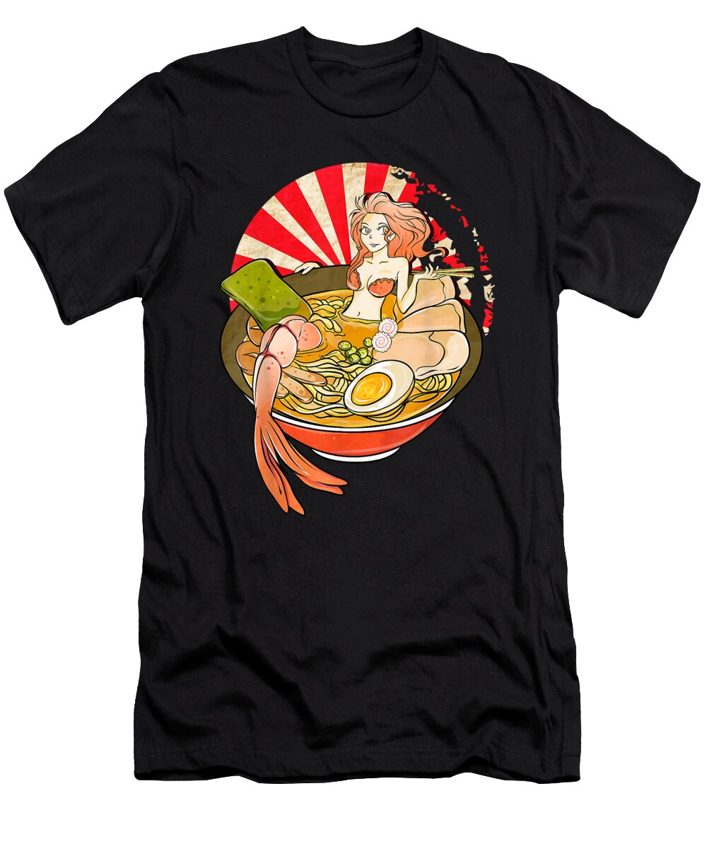 Courageous Cool Kawaii Ramen Anime Mermaid Japanese Noodles Cute Gift Ezone Prints T-Shirt