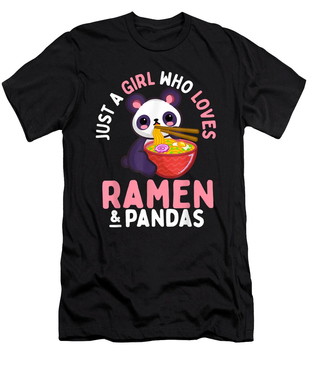 Courageous Cool Panda Noodles Ramen Kawaii Japanese Cute Anime Women Girls Cute Gift Ezone Prints T-Shirt