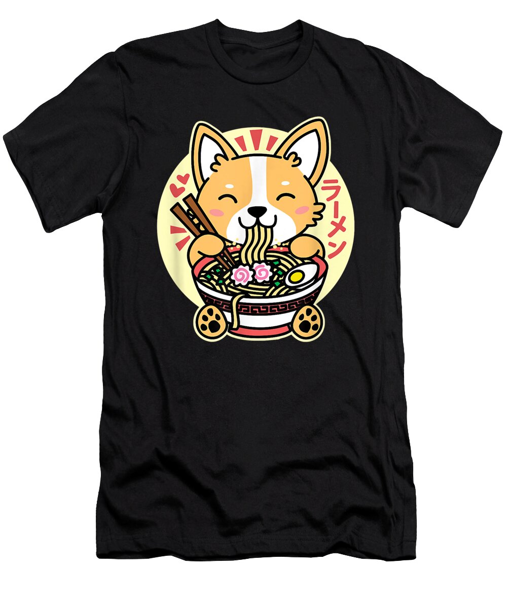Courageous Good Kawaii Ramen Cute Anime Dog Corgi Japanese Noodles Drk Gift for Ezone Prints T-Shirt