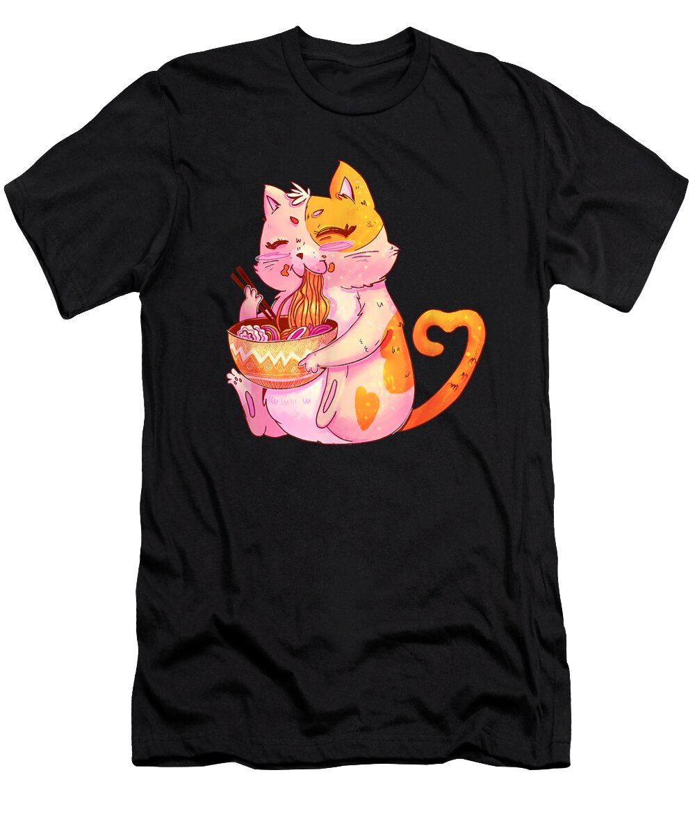 Courageous Good Ramen Bowl Cat Anime Stuff Kawaii Gift Japanese Anime Gift for Ezone Prints T-Shirt