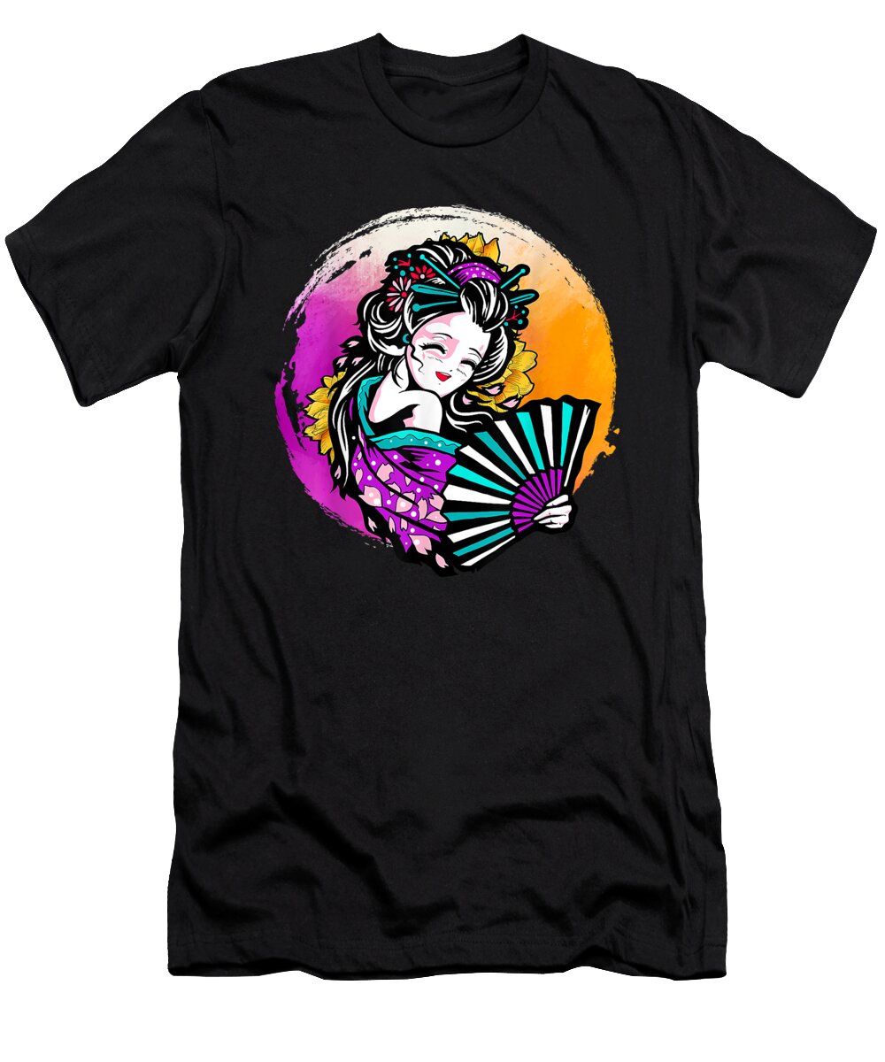 Courageous Lucky Anime Girl Figure Vaporwave Kawaii Retro Wave Ezone Prints T-Shirt