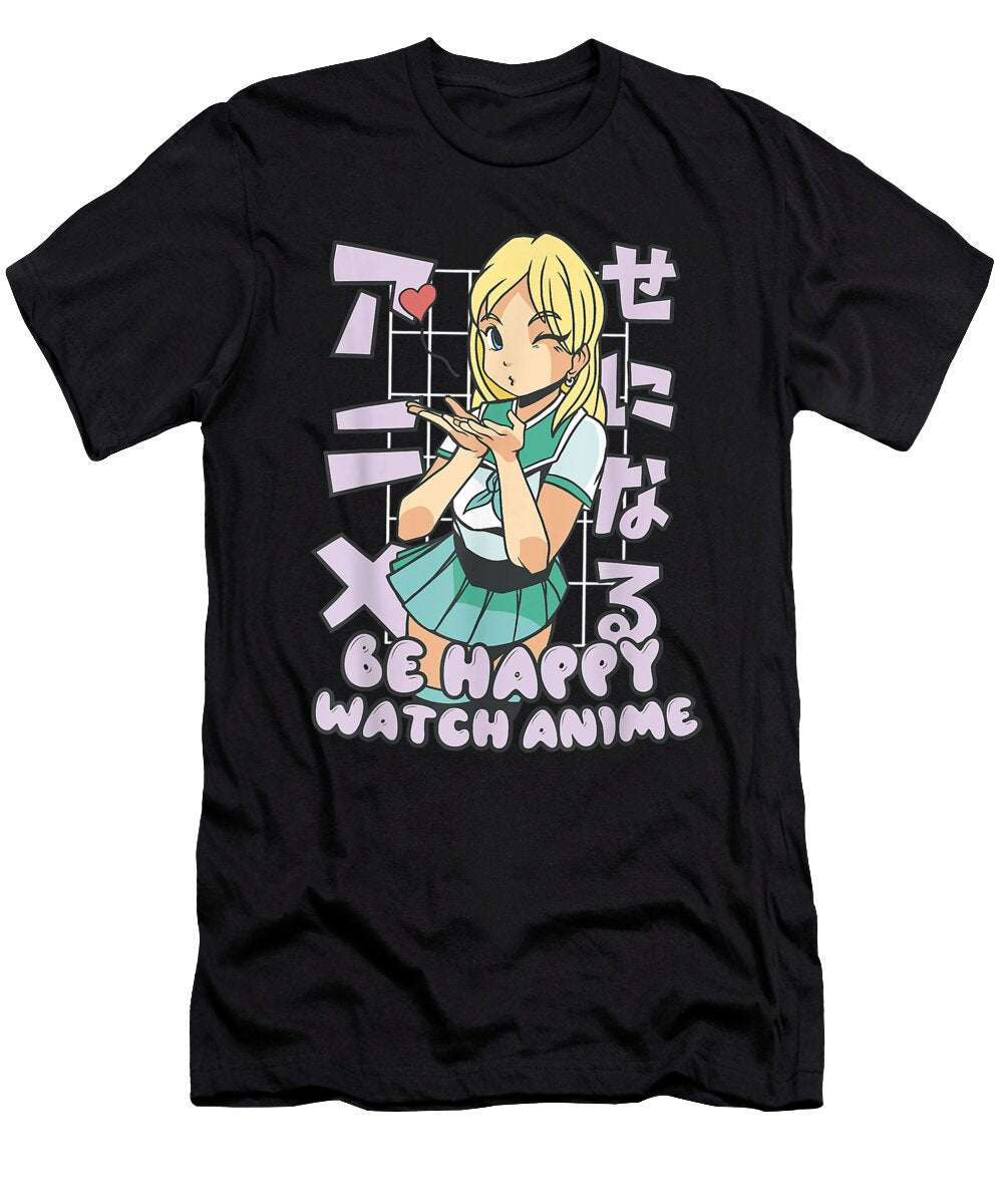 Courageous Lucky Happy Watch Anime Cute Kawaii Blonde Girl Illustration Halloween Holiday Retro Ezone Prints T-Shirt