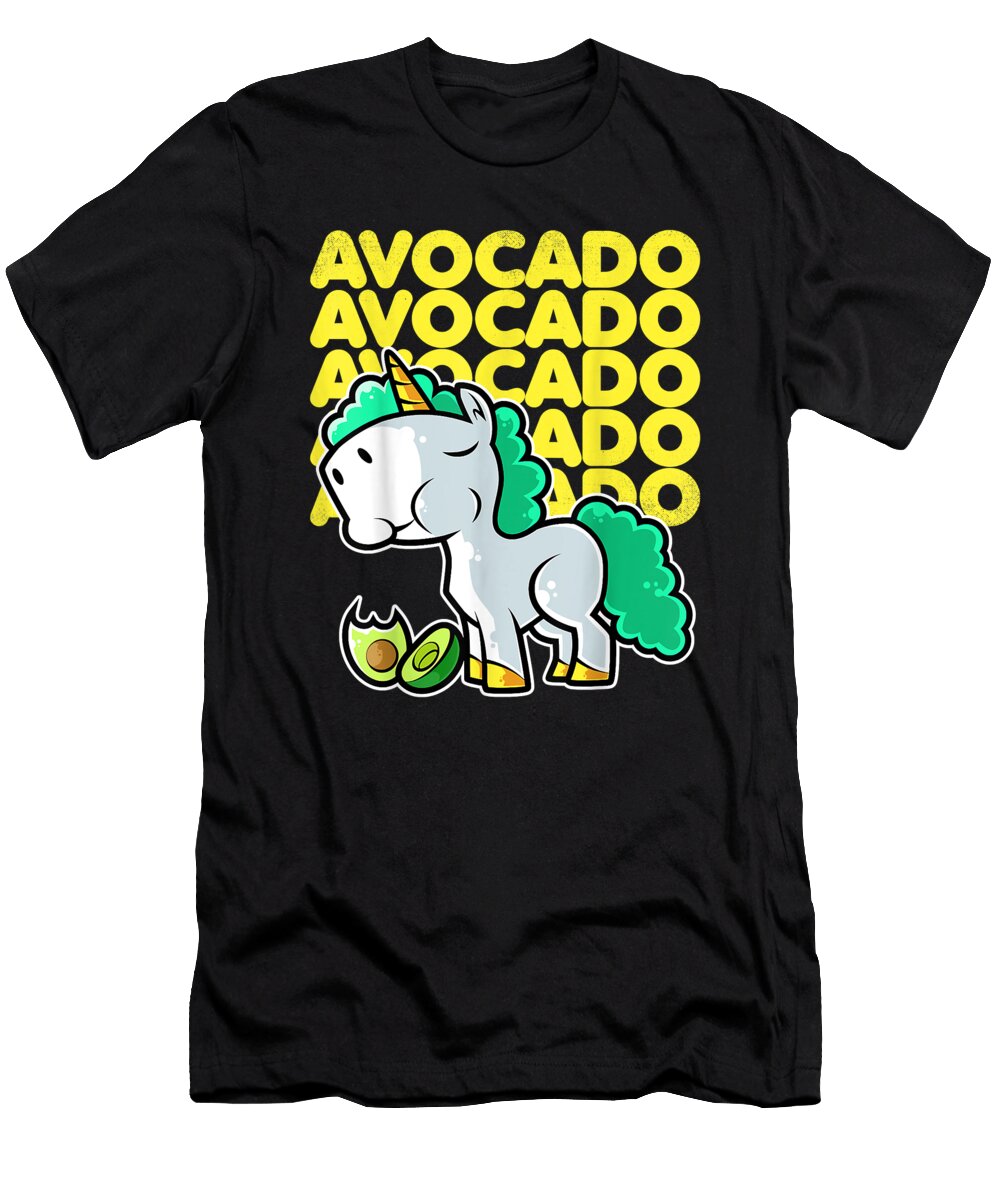 Courageous Passion Cute Unicorn Eating Avocado Kawaii Neko Anime Cute Fan Ezone Prints T-Shirt